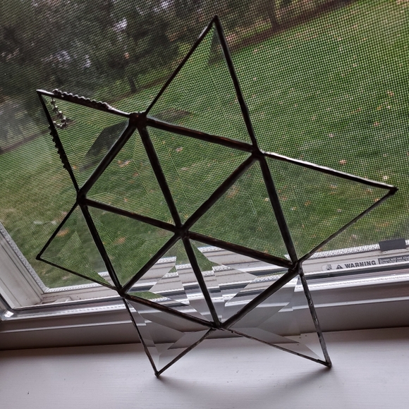 NFS Clear Beveled Stained Glass 6 point Star Suncatcher  10" - Picture 8 of 9